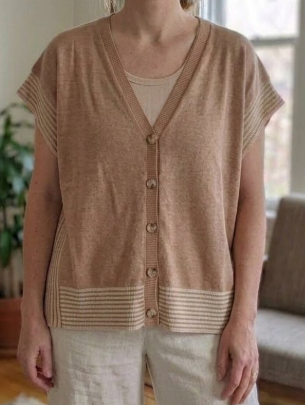 Tan Button-up Top